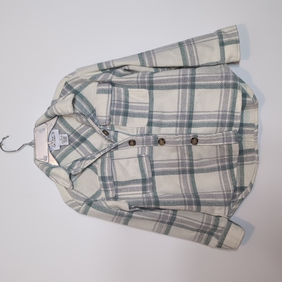 Girls Plaid Shacket Shirt Jacket Button Down - Picture 1 of 4